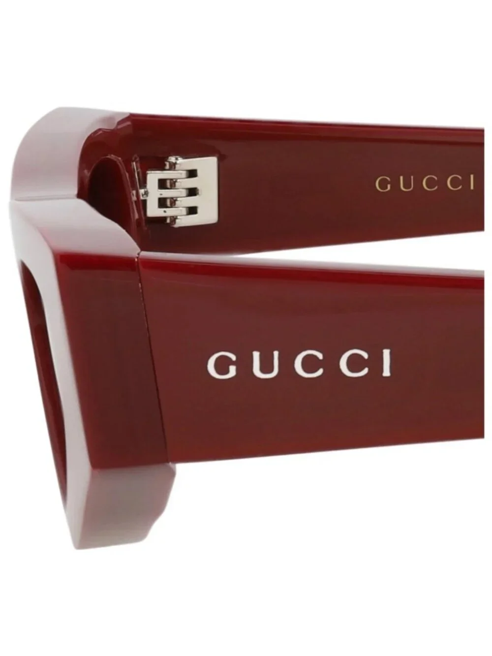 New Gucci Women's Sunglasses Cat Eye Recycled Acetate Frame Burgundy Burgundy
